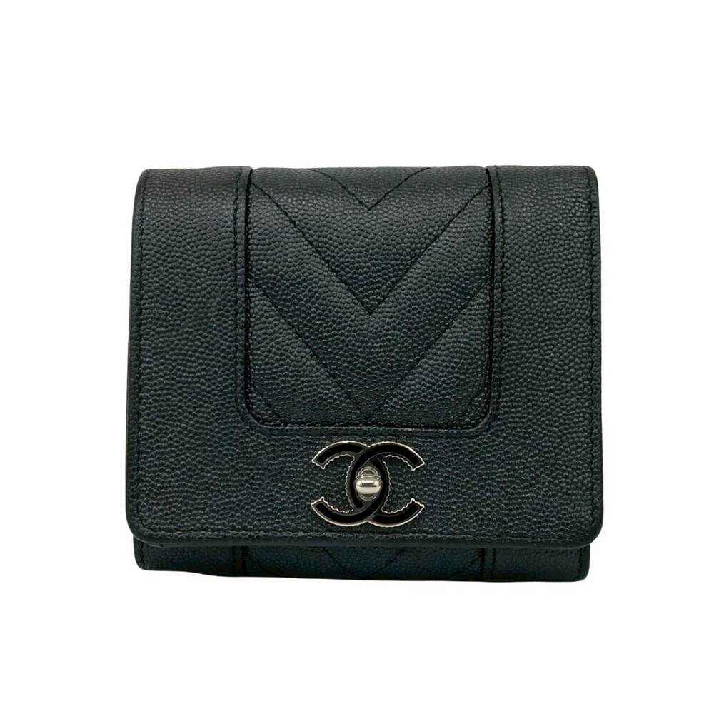 CHANEL Black Caviar Leather Wallet